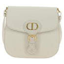 Christian Dior Bobby Shoulder Bag Leather White Gold Auth 189798M-13