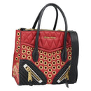 Miu Miu Hand Bag Leather 2way Red Gold Auth 189800A-1