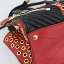 Miu Miu Hand Bag Leather 2way Red Gold Auth 189800A-16