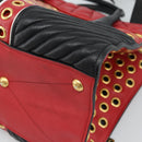 Miu Miu Hand Bag Leather 2way Red Gold Auth 189800A-17