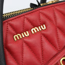 Miu Miu Hand Bag Leather 2way Red Gold Auth 189800A-20