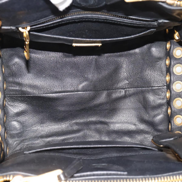 Miu Miu Hand Bag Leather 2way Red Gold Auth 189800A