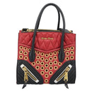 Miu Miu Hand Bag Leather 2way Red Gold Auth 189800A-13
