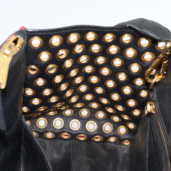 Miu Miu Hand Bag Leather 2way Red Gold Auth 189800A