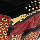 Miu Miu Hand Bag Leather 2way Red Gold Auth 189800A-29