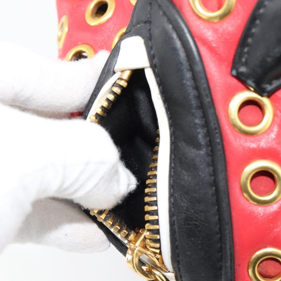 Miu Miu Hand Bag Leather 2way Red Gold Auth 189800A