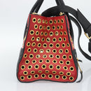 Miu Miu Hand Bag Leather 2way Red Gold Auth 189800A-3