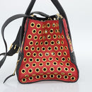 Miu Miu Hand Bag Leather 2way Red Gold Auth 189800A-4
