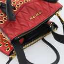 Miu Miu Hand Bag Leather 2way Red Gold Auth 189800A-6