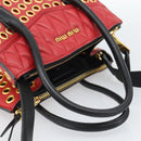 Miu Miu Hand Bag Leather 2way Red Gold Auth 189800A-7