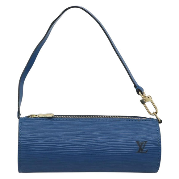 LOUIS VUITTON Epi Soufflot Pouch Blue LV Auth 189802