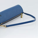 LOUIS VUITTON Epi Soufflot Pouch Blue LV Auth 189802-7