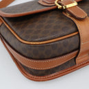 CELINE Macadam Canvas Shoulder Bag PVC Leather Brown Gold Auth 189803-14