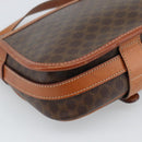 CELINE Macadam Canvas Shoulder Bag PVC Leather Brown Gold Auth 189803-16