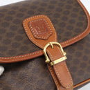 CELINE Macadam Canvas Shoulder Bag PVC Leather Brown Gold Auth 189803-17