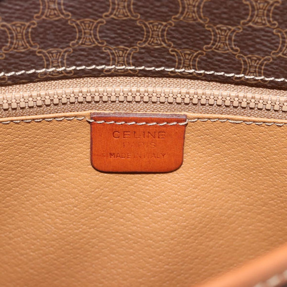 CELINE Macadam Canvas Shoulder Bag PVC Leather Brown Gold Auth 189803