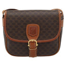 CELINE Macadam Canvas Shoulder Bag PVC Leather Brown Gold Auth 189803-13