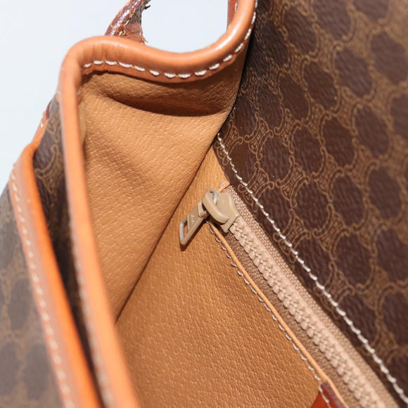 CELINE Macadam Canvas Shoulder Bag PVC Leather Brown Gold Auth 189803
