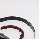 GUCCI Bamboo Hand Bag PVC Canvas 2way Black Gold Auth 189804A-10