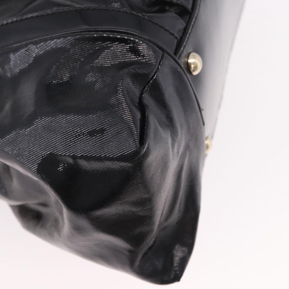 GUCCI Bamboo Hand Bag PVC Canvas 2way Black Gold Auth 189804A
