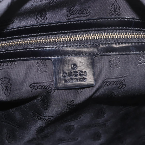 GUCCI Bamboo Hand Bag PVC Canvas 2way Black Gold Auth 189804A
