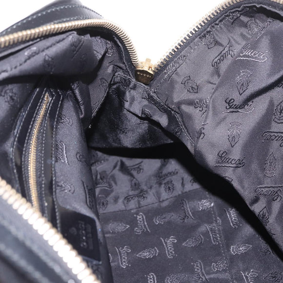 GUCCI Bamboo Hand Bag PVC Canvas 2way Black Gold Auth 189804A