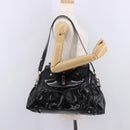 GUCCI Bamboo Hand Bag PVC Canvas 2way Black Gold Auth 189804A-27