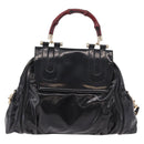 GUCCI Bamboo Hand Bag PVC Canvas 2way Black Gold Auth 189804A-3