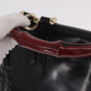 GUCCI Bamboo Hand Bag PVC Canvas 2way Black Gold Auth 189804A-7