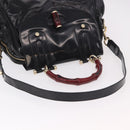 GUCCI Bamboo Hand Bag PVC Canvas 2way Black Gold Auth 189804A-9