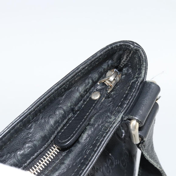 GUCCI GG Canvas Guccissima Shoulder Bag Leather Black Gold 201446 Auth 189806