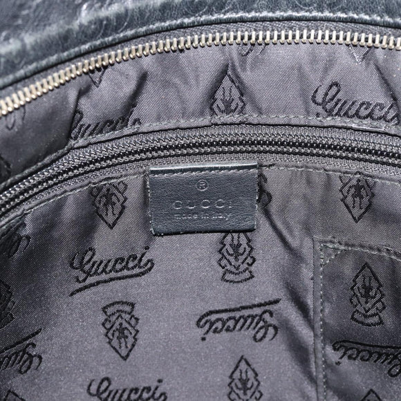 GUCCI GG Canvas Guccissima Shoulder Bag Leather Black Gold 201446 Auth 189806