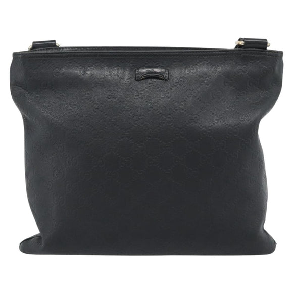GUCCI GG Canvas Guccissima Shoulder Bag Leather Black Gold 201446 Auth 189806
