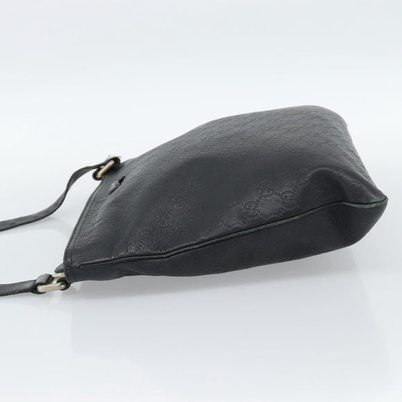 GUCCI GG Canvas Guccissima Shoulder Bag Leather Black Gold 201446 Auth 189806