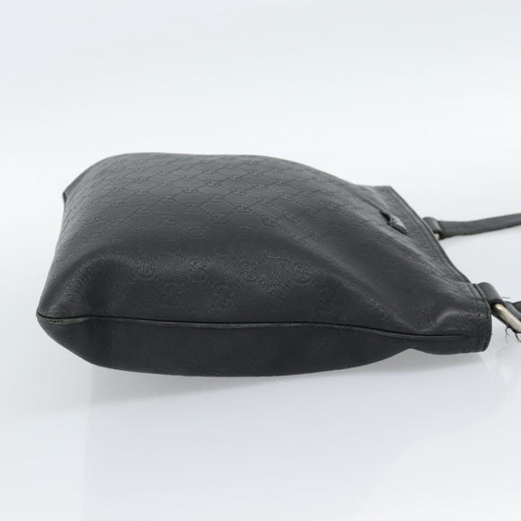 GUCCI GG Canvas Guccissima Shoulder Bag Leather Black Gold 201446 Auth 189806