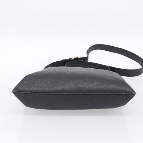 GUCCI GG Canvas Guccissima Shoulder Bag Leather Black Gold 201446 Auth 189806