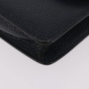 CELINE Medallion Chain Shoulder Bag Leather Black Gold Auth 189809A-15