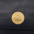 CELINE Medallion Chain Shoulder Bag Leather Black Gold Auth 189809A-18