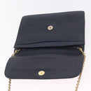 CELINE Medallion Chain Shoulder Bag Leather Black Gold Auth 189809A-9