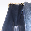 CELINE Medallion Chain Shoulder Bag Leather Black Gold Auth 189809A-21