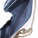 CELINE Medallion Chain Shoulder Bag Leather Black Gold Auth 189809A-11