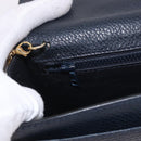 CELINE Medallion Chain Shoulder Bag Leather Black Gold Auth 189809A-23