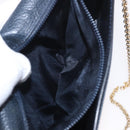 CELINE Medallion Chain Shoulder Bag Leather Black Gold Auth 189809A-24