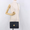 CELINE Medallion Chain Shoulder Bag Leather Black Gold Auth 189809A-25