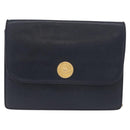 CELINE Medallion Chain Shoulder Bag Leather Black Gold Auth 189809A-13