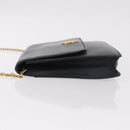 CELINE Medallion Chain Shoulder Bag Leather Black Gold Auth 189809A-4