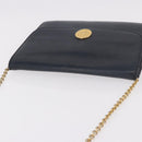 CELINE Medallion Chain Shoulder Bag Leather Black Gold Auth 189809A-6