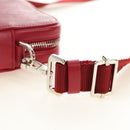 Christian Dior Trotter Canvas Shoulder Bag Leather Red Silver Auth 189811SM-11