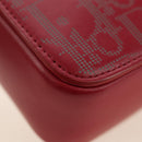 Christian Dior Trotter Canvas Shoulder Bag Leather Red Silver Auth 189811SM-14