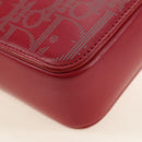 Christian Dior Trotter Canvas Shoulder Bag Leather Red Silver Auth 189811SM-15
